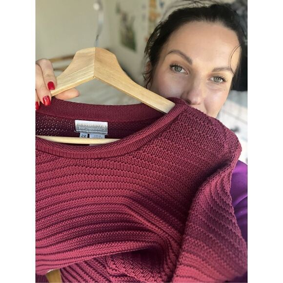 Coldwater Creek 100% cotton knit sweater‎ red-burgundy size XS Christmas winter - Picture 4 of 17